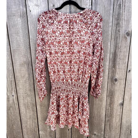 Ramy Brook | NWOT Floral Paisley Print Silk Chiffon Tiered Mini Dress Size Small - Picture 5 of 8